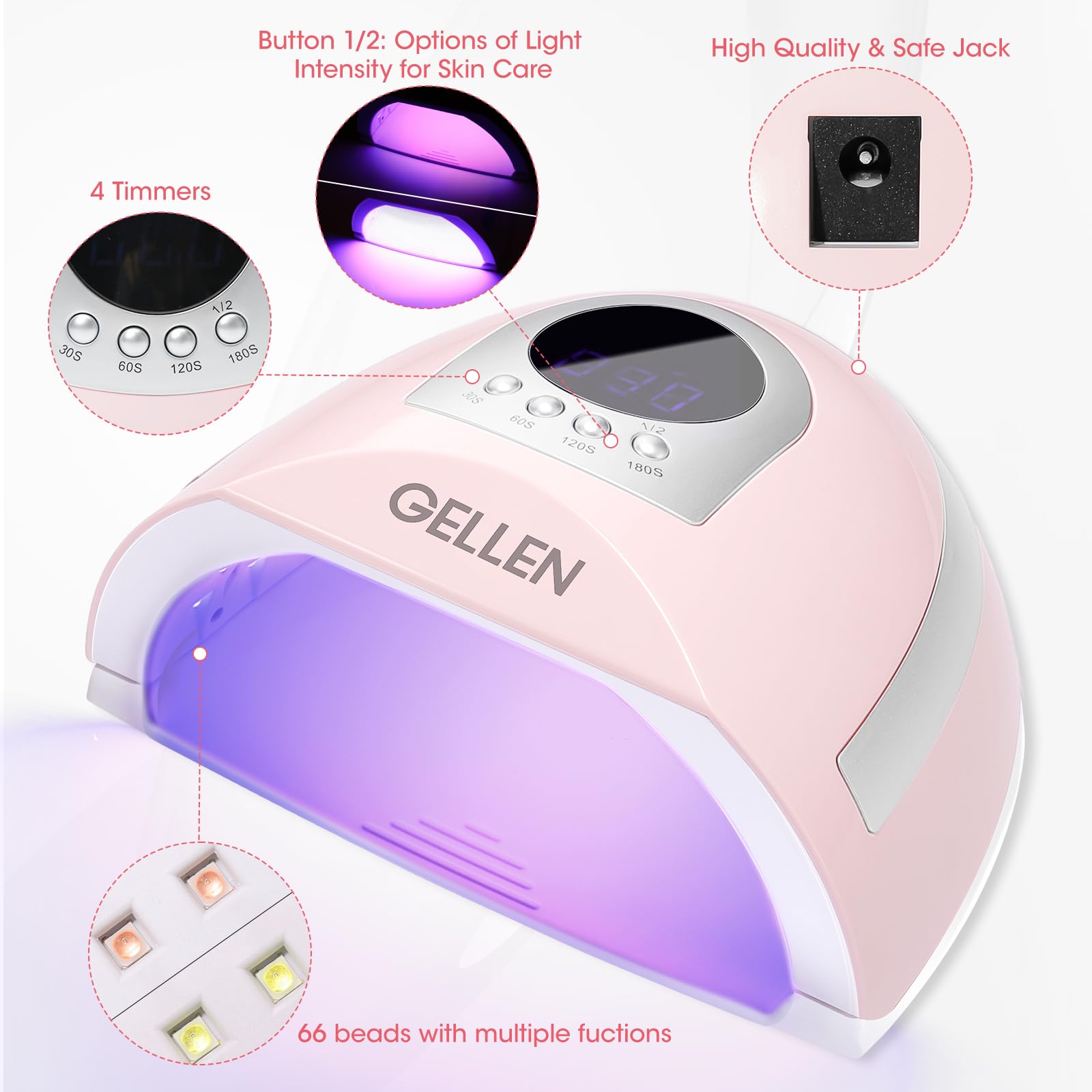 Amazon | Gellen UVライト ネイル用 268W UV LED ネイルランプ 指の